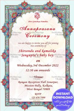 Simple Floral Flowers Annaprashan Invitation Card