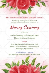 Red Rose Watercolor Theme Naming Ceremony Invitation Card