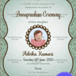 Traditional Floral Elements Annaprasana Invitation Card Light Green Theme