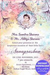 Water Color Lili Annaprasan Invitation Card