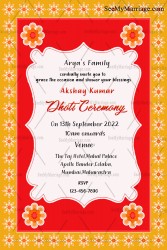 Simple Dhoti Ceremony Invitation Card With Red & Yellow Theme