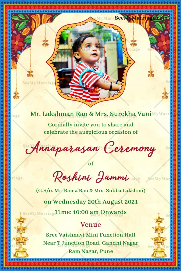 Indian Traditional Theme Annaprasan Ceremony Invitation Card ...