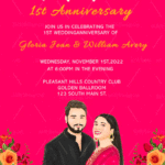 Royal String Lignts Pink Theme With Cute Couple Anniversary Gif Invitation Card | ID: 11886 | ID: 11937