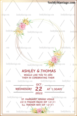 Simple Floral Flowers Background With Cute Couple Theme Anniversary Gif Invitation Card | ID: 11938