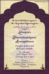 Arangetram Invitation, Arangetram