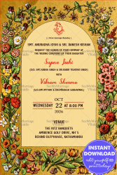 Beautiful Floral Flowers Theme Nepali Wedding Invitation Card