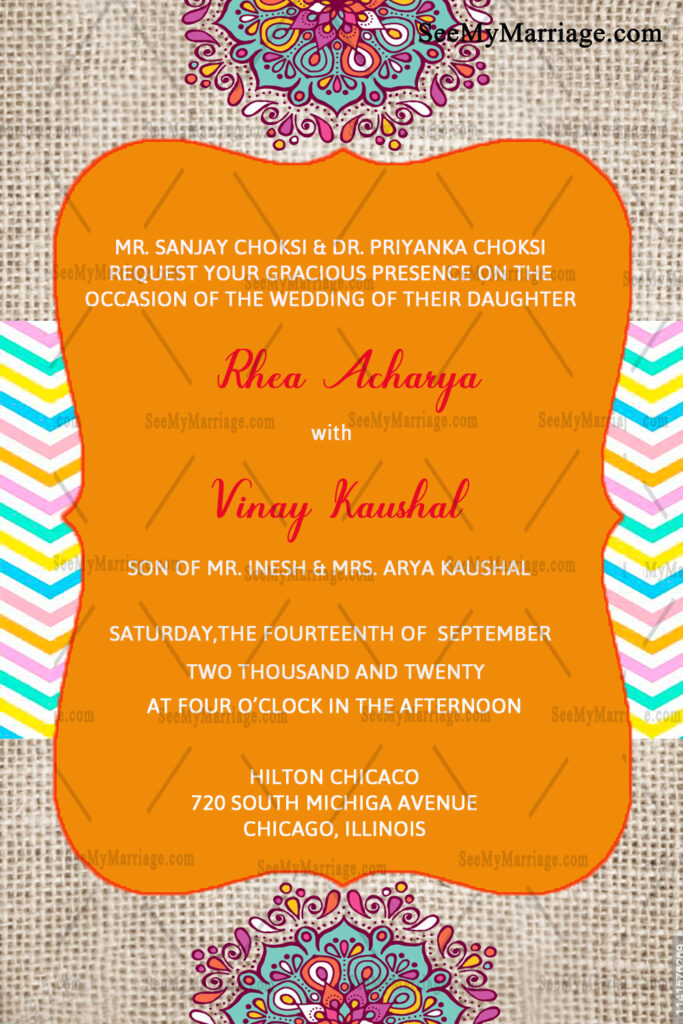 Simple Design Yellow & Cream Theme Gujarati Wedding Invitation Card