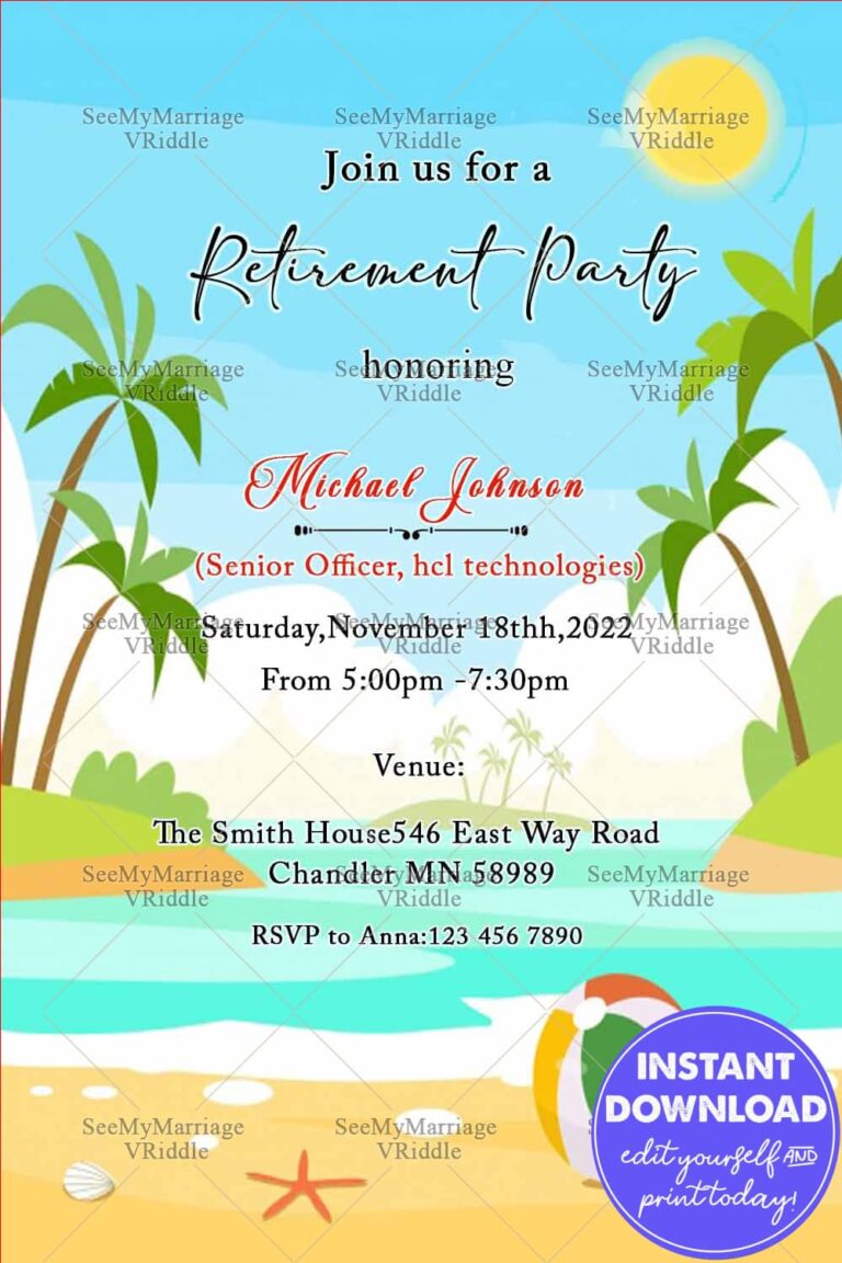 Nature Beach Theme Retiring Invitation Card