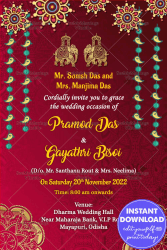 Red Theme Traditional Gujarati Wedding Invitaion card