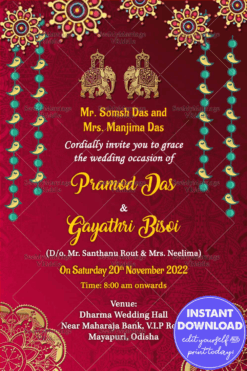 Red Theme Traditional Gujarati Wedding Invitaion card