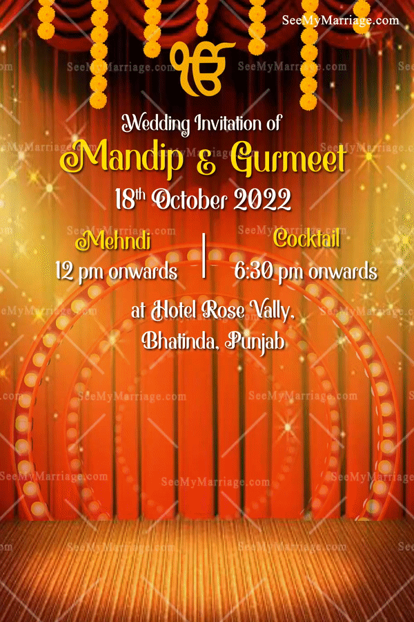 Sunflower Theme Punjabi Wedding Gif | ID: 11888