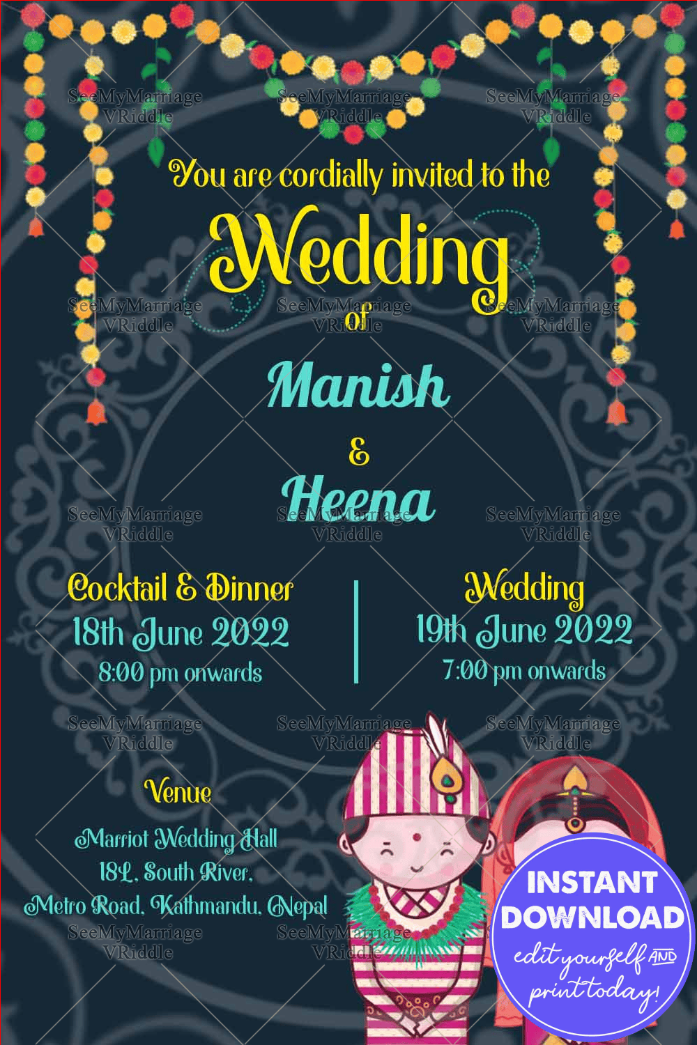 Tika Tala Nepali Wedding Invitation Card