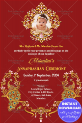 Traditional Red Theme Annaprasanna Invitation Card