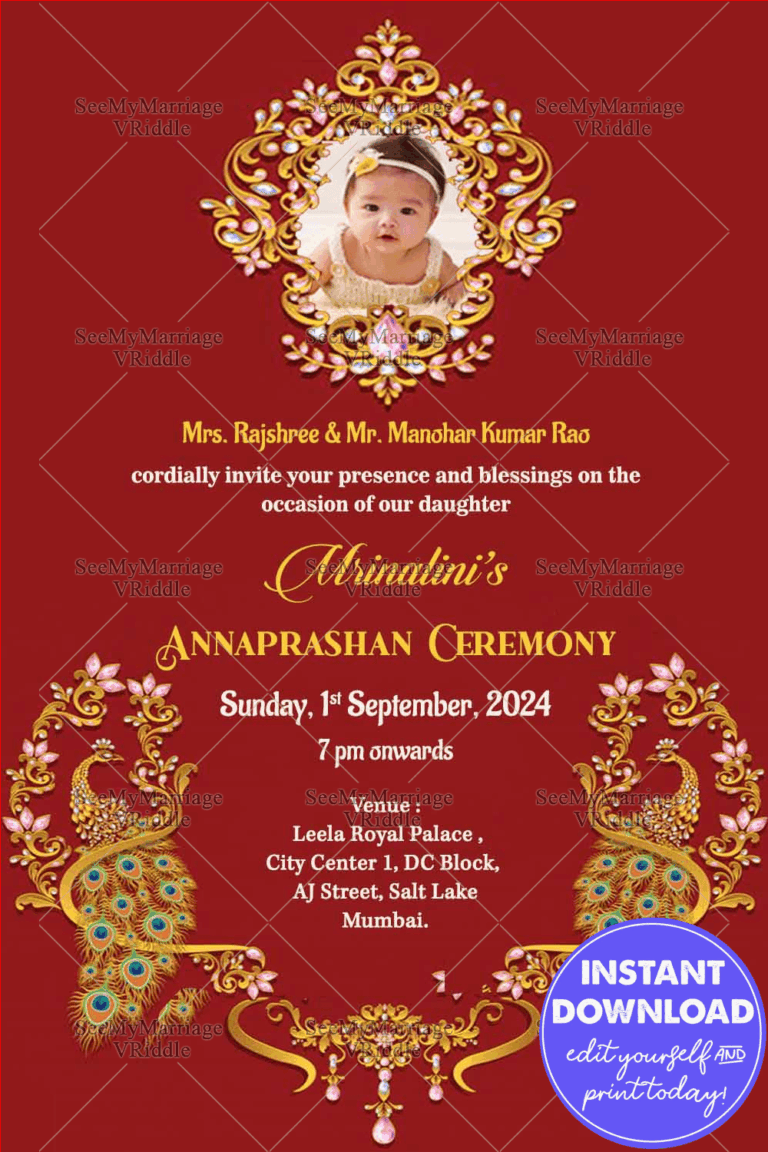 Traditional Red Theme Annaprasanna Invitation Card
