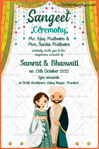 Wedding Sangeet Night Animated Gif Invitation | ID: 11899