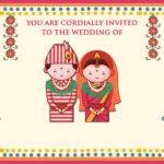 Traditional Cartoon Theme Nepali Wedding Invitation Video With Nepali Wedding Couple Illustrations In Cream Background