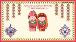 Traditional Cartoon Theme Nepali Wedding Invitation Video With Nepali Wedding Couple Illustrations In Cream Background