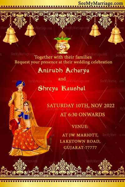 Traditional Red Theme Gujarati Wedding Invitation Card – SeeMyMarriage