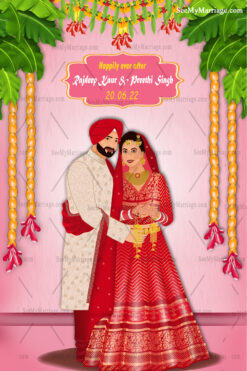Traditional Cute Couple Theme Panjabi Wedding Invitation Card