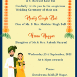 Simple Traditional Floral Flowers Yellow Theme Punjabi Wedding Invitation Gif. | ID: 11936