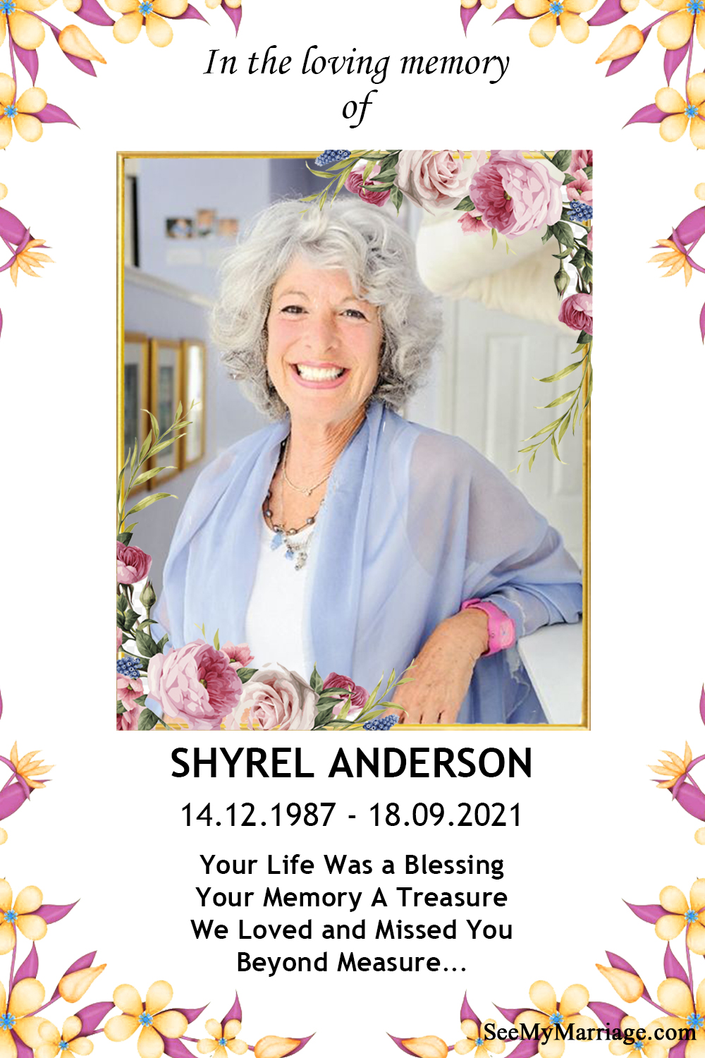 Pink Floral Theme Memorial Card 2