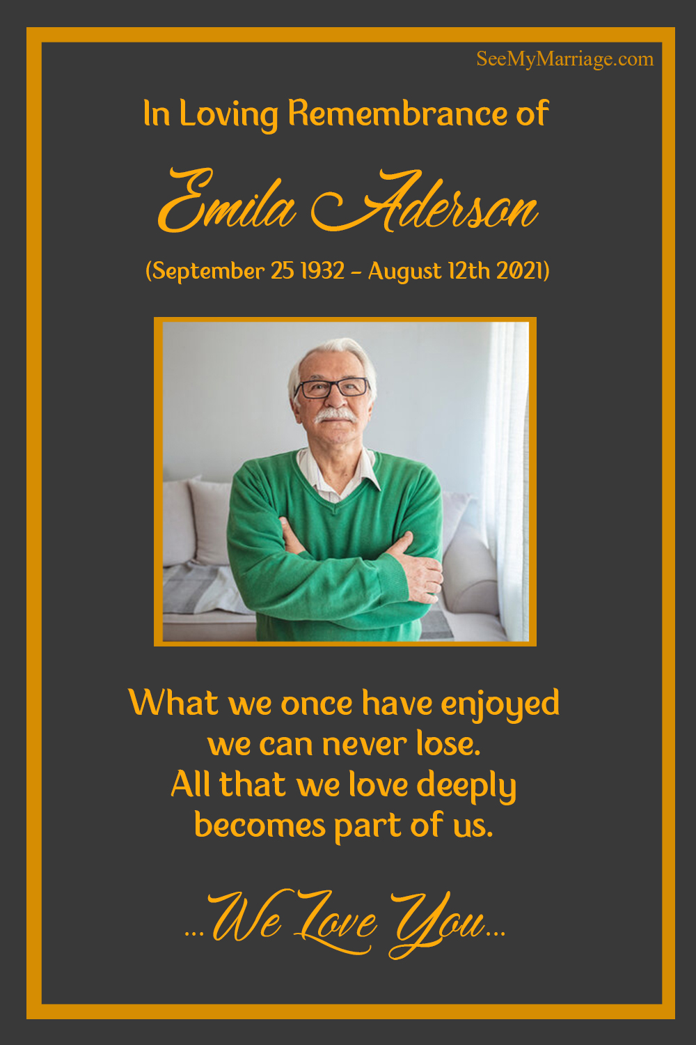 Grey Theme Memorial Card 1