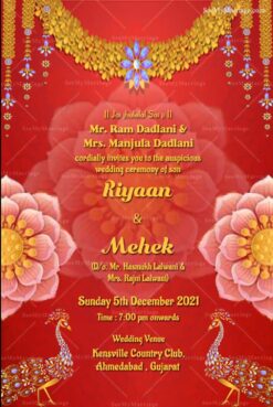 Red theme Decorated Sindhi Wedding Invitation GIF
