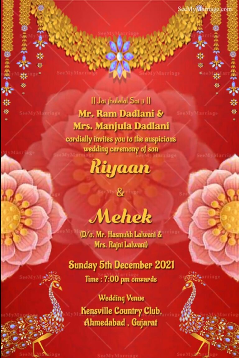 Red theme Decorated Sindhi Wedding Invitation GIF