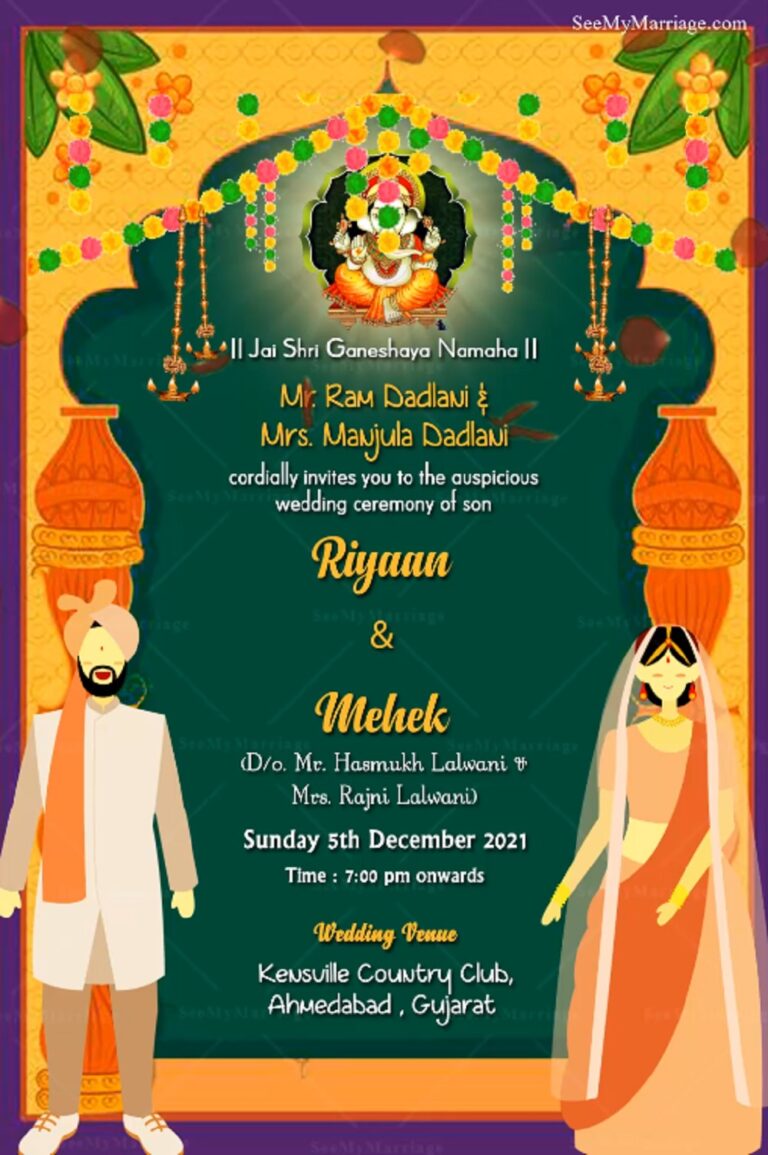 Traditional Couple Sindhi Wedding Invitation GIF