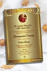 Traditional Dhoti Ceremony Invitation Card With Photo Frame In Royal Golden Theme