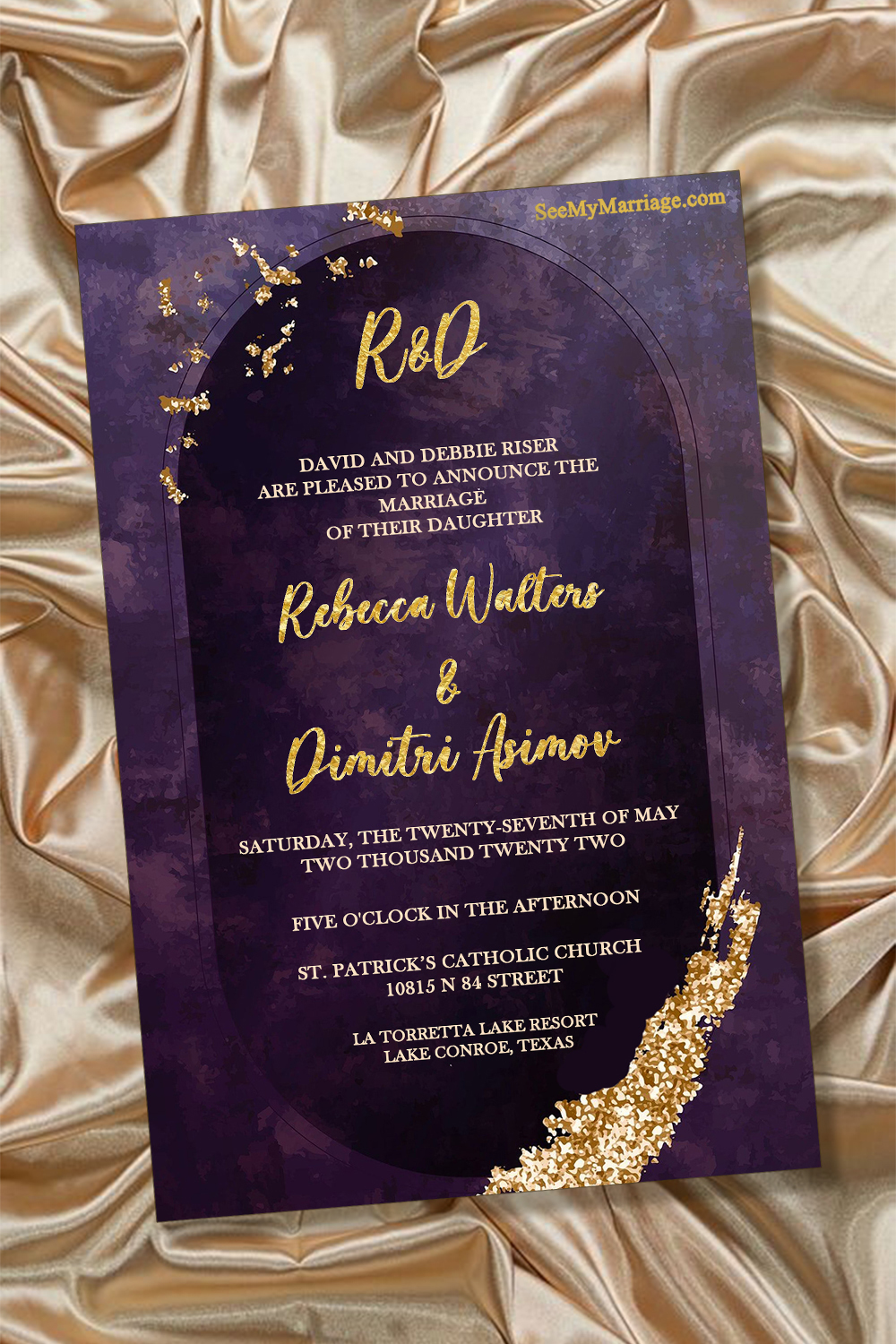 Simple Russian Wedding Invitation Card Decorated With Golden Letters ...