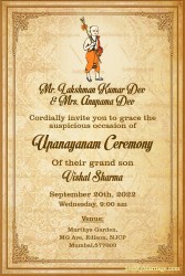 Simple Traditional Upanayanam Ceremony Invitation Card In Light Brown Theme