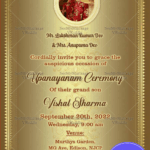 Traditional Dhoti Ceremony Invitation Card With Photo Frame In Royal Golden Theme