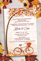 Undangan Pernikahan Simple Indonesian Wedding Invitation Card With Bicycle, Rustic Falling leaves And tree