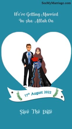 Cute Couple Cartoon Theme Animated Muslim Nikah Wedding Invitation Video