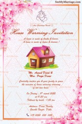 Simply Pink Invitation With Pretty Pink Flowers To Match The Pink Roofed Cottage For A Lovely Housewarming Ceremony