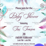 Dream Catcher Themed Baby Shower Invitation In Watercolor Background