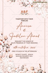 Undangan Pernikahan Indonesian Wedding Invitation Card Decorated With Light Brown Magnolia Flower In Pink Background Theme