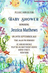 Under Sea Water Colorful Animal Themed Baby Shower Invitation Card