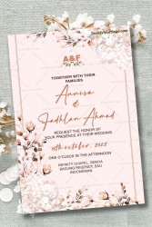Undangan Pernikahan Indonesian Wedding Invitation Card Decorated With Light Brown Magnolia Flower In Pink Background Theme