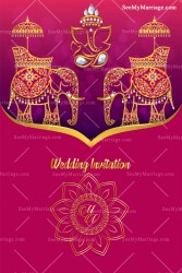 Pink Theme Wedding Invitation With Traditional Accents And Gilded in Gold