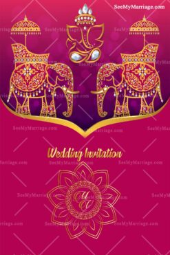 Pink Theme Wedding Invitation With Traditional Accents And Gilded in Gold