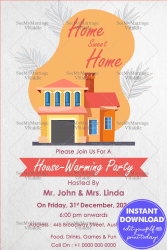 A Bright Orange Home Sweet Home Western Theme House Warming Invitation