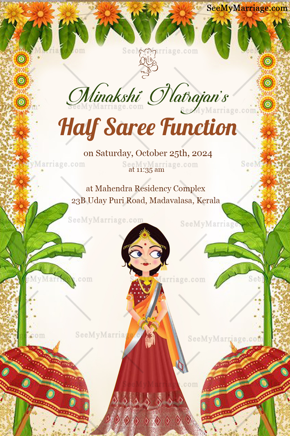 A Cute Half Saree Nimantran Card
