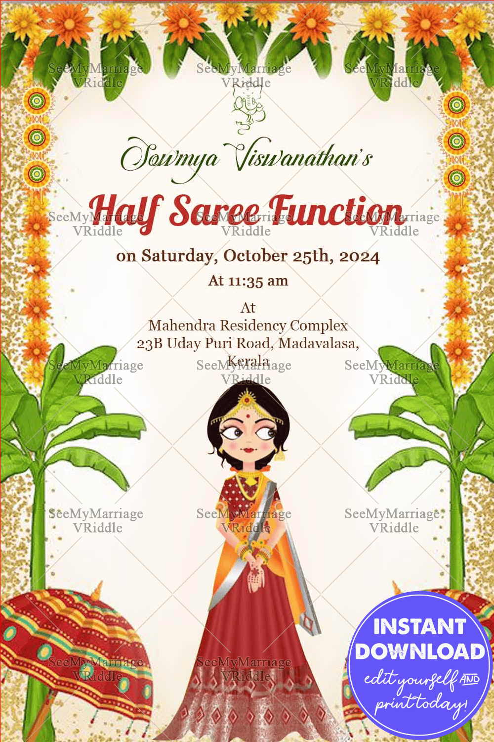 A Cute Half Saree Nimantran Card