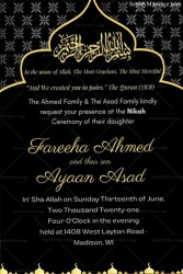 Black & Golden Muslim Nikah Invitation