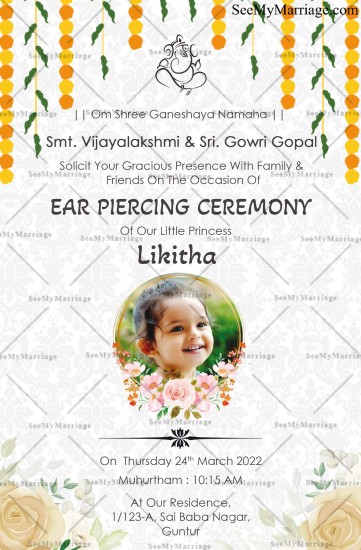 Floral & Hanging Tooran With Floral Pattern Background Ear Piercing 