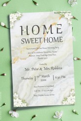 House warming Party Invitation With White Marble Backdrop And Magnolia Flower Bouquets