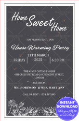 Message Written In Chalk on Black Slate Theme Invitation For House Warming Of Home Sweet Home