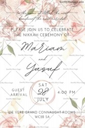 Pink Faloral Foliage Nikkah Muslim Wedding Invitation